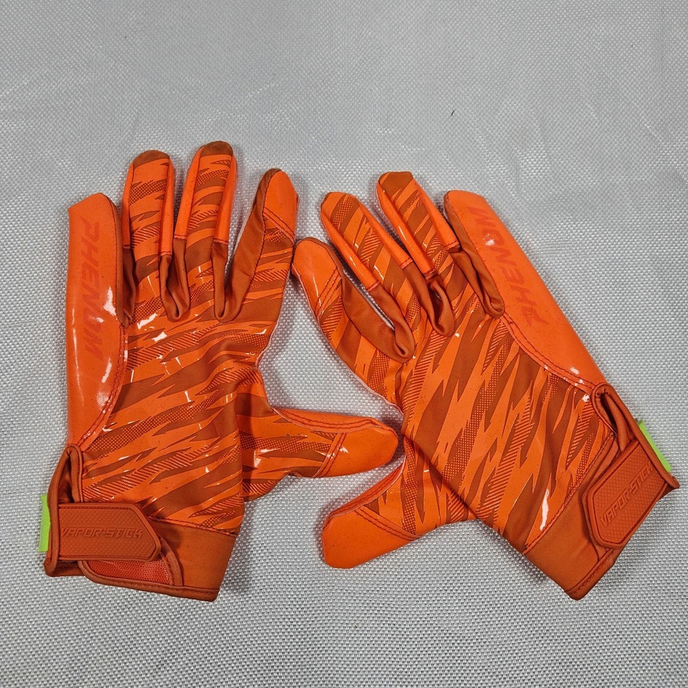 Phenom Vapor-Stick 1.0 Football‎ Gloves Orange Tiger Stripe Mens 3XL SFIA Sticky